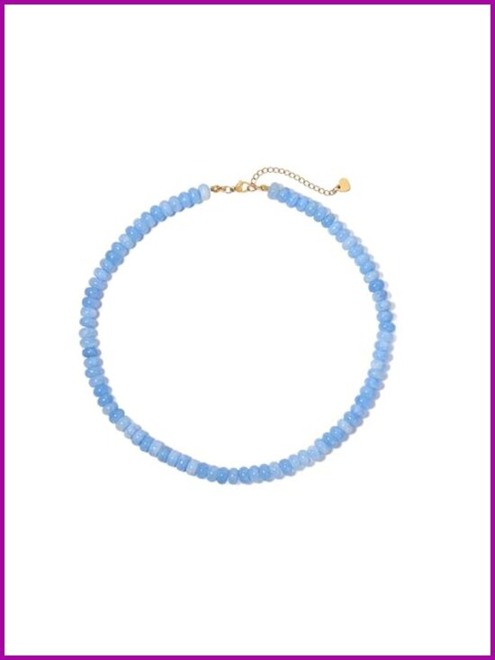 Jewelry - Gemstone Beaded Choker Necklace with Lobster Clasp Adjustable Chain